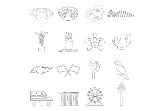 Download Singapore Travel Icon Set Outline - Travel icon set Collection